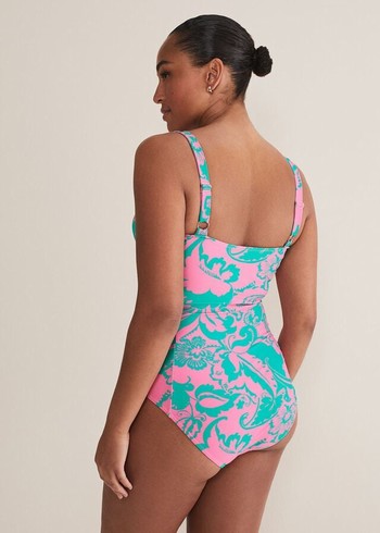 Phase Eight Paisley Printed Swimwear Green/Pink USA | 3621574-AJ